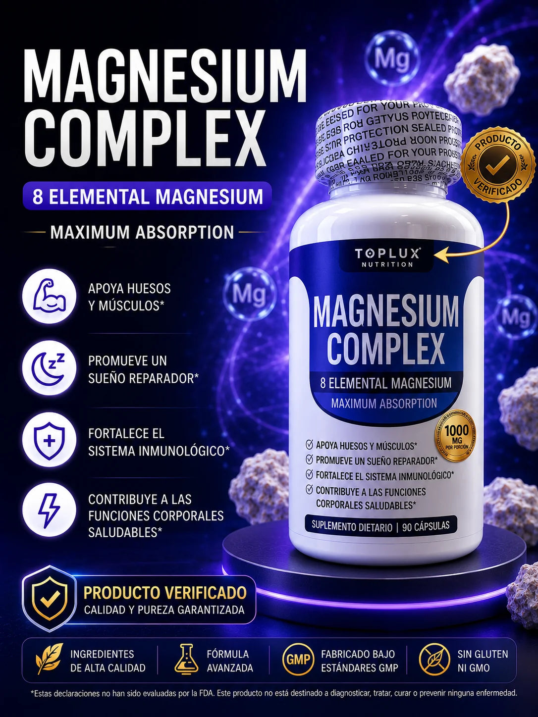 Toplux Magnesium Complex: Más descanso, más energía, más de ti.