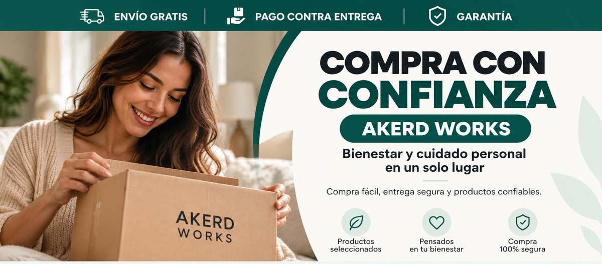 Compra con confianza en Akerd Works - bienestar y cuidado personal